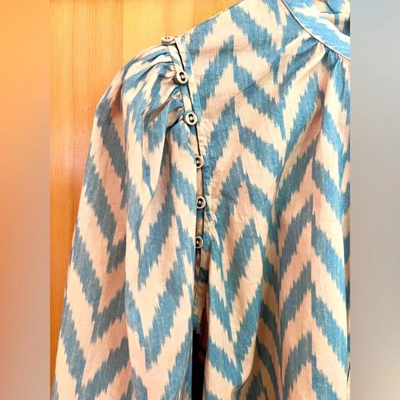 Ulla Johnson Rory Graphic-Print Cropped Blouse - size 4 - Picture 6 of 7